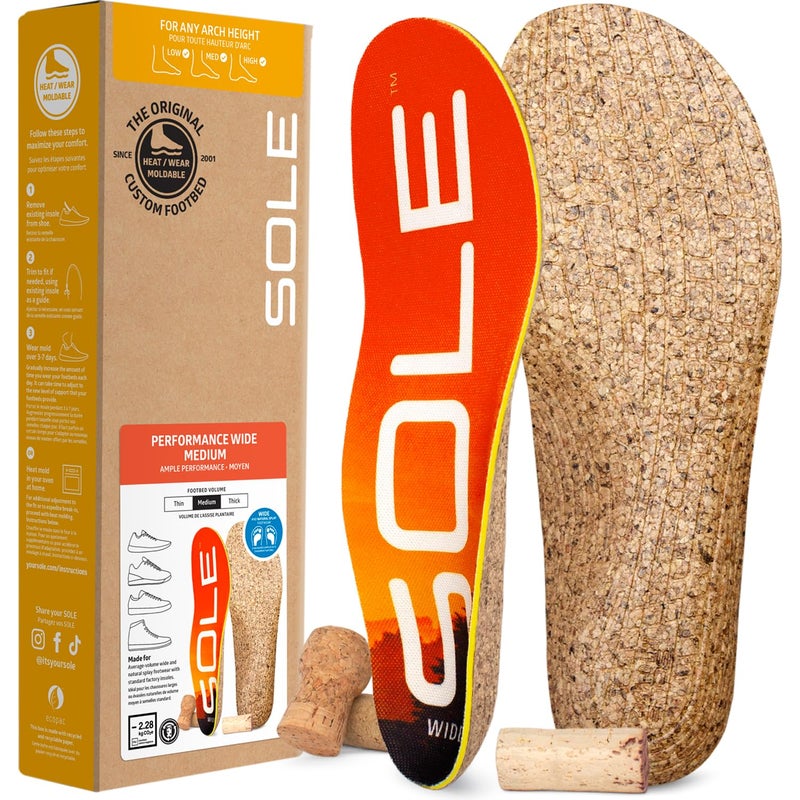 SOLE Performance Medium Wide Insoles - Custom Moldable Orthotic Support for Any Arch Type, Plantar Fasciitis Relief - Mens Size 12/Womens Size 14, 1 Pair - Image 1